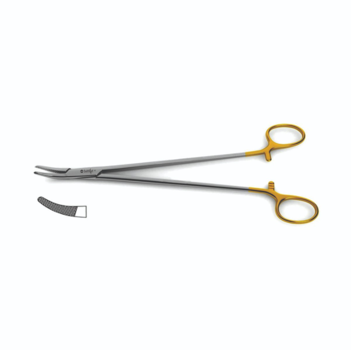 Heaney Needle Holder, Tungsten Carbide Curved Serrated Jaw